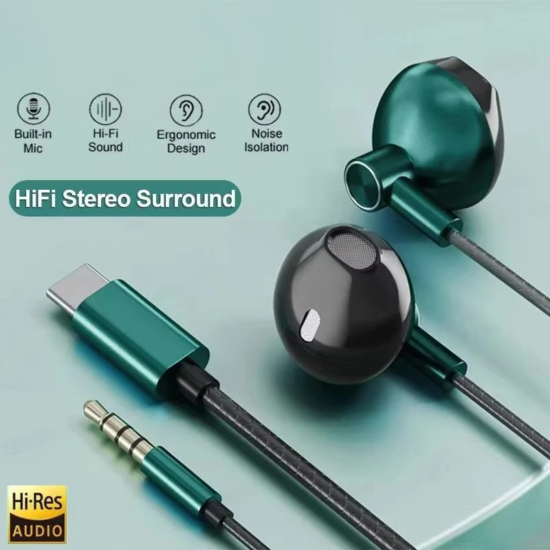 Type C 3.5mm HIFI Stereo Wired - Wired Earphone Mic 리뷰 및 가격