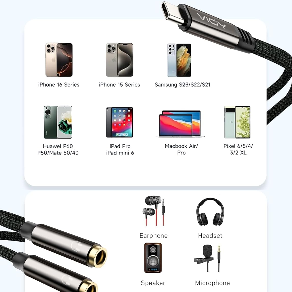 USB C To Dual 3.5mm Female Hea - Earphone Splitter Jack 리뷰 및 가격