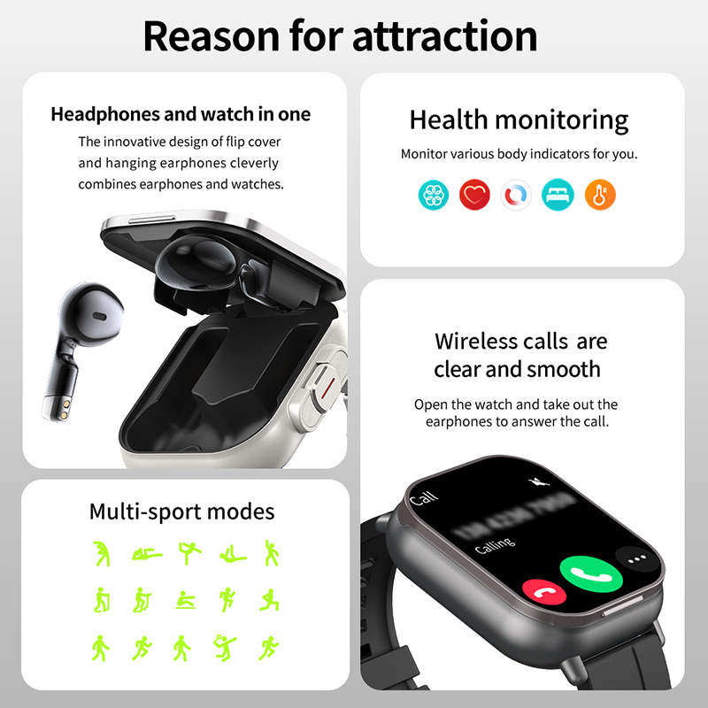 New TWS 2 in 1 Smart Watch wit - Earbuds Charging Case 리뷰 및 가격