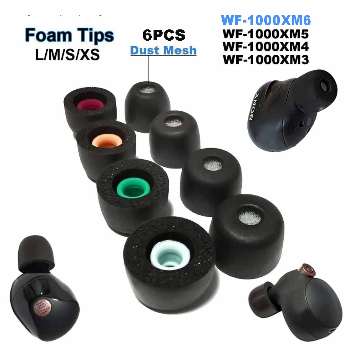 6PCS  Memory Foam Ear Tips Cus - Earphone Foam Tip 리뷰 및 가격